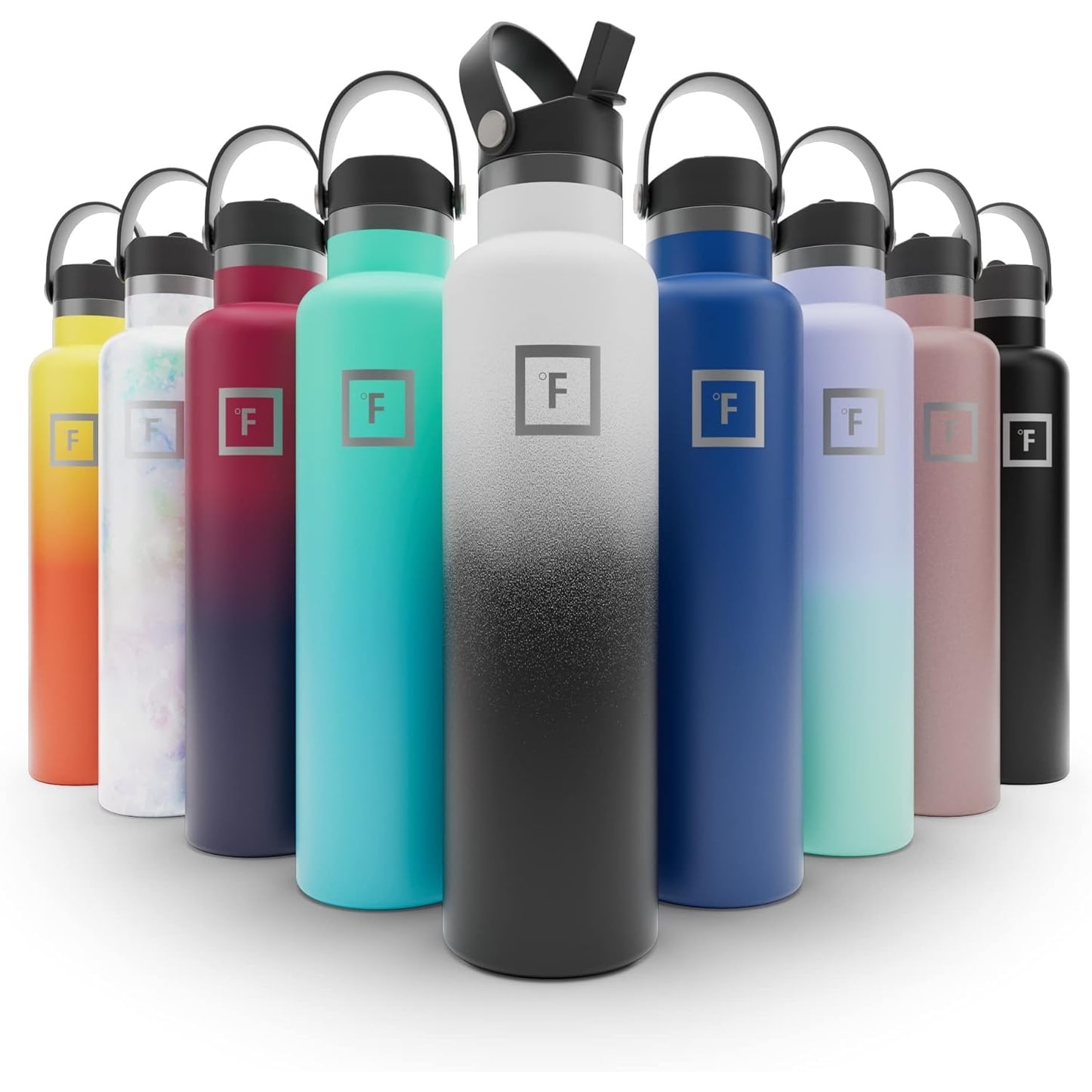 24 Oz IRON FLASK Sports Water Bottle with 3 Lids