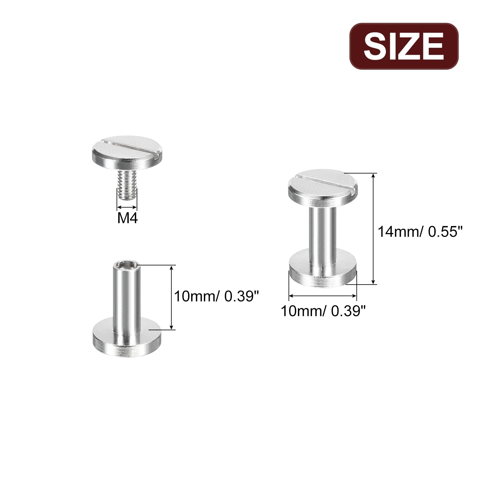 Brass Chicago Screws, Flat Head Screw Back Binding Post Nail Stud Rivets for Leather Craft Belt Strap