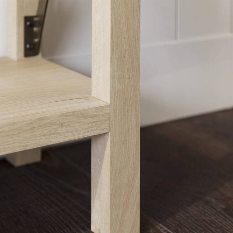 Wood Finish Entryway Console Table with Lower Shelf and Metal Accents for Shoes or Decor - 30'' H X 46'' L X 11.75'' W