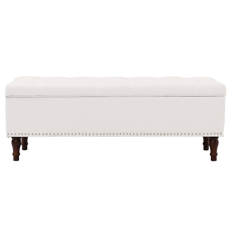 Tufted Upholstered Storage Bench Ottoman with Hidden Storage for Bedroom, or Living Room