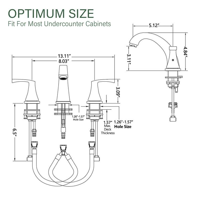 Topcraft Two Handle Bathroom Sink Faucet with Pop-Up Drainer