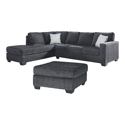Signature Design by Ashley Altari Gray 2-Piece Sectional with Ottoman - 110" W x 90" D x 37" H
