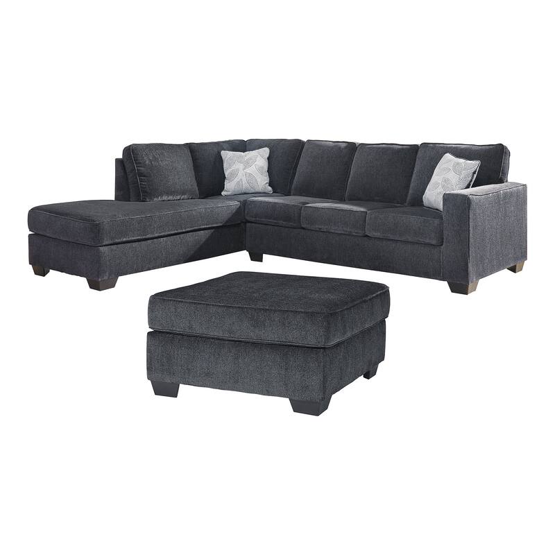Signature Design by Ashley Altari Gray 2-Piece Sleeper Sectional with Ottoman - 110" W x 90" D x 37" H