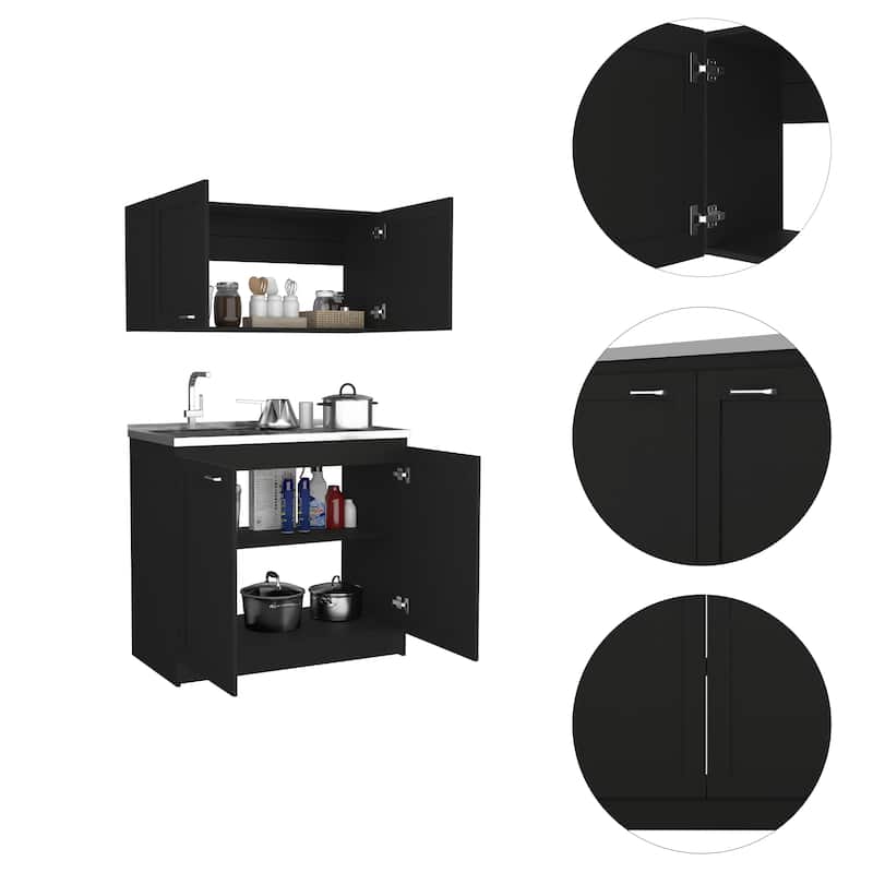 Cambridge 2-piece Rectangle Cabinet Set Black Wengue