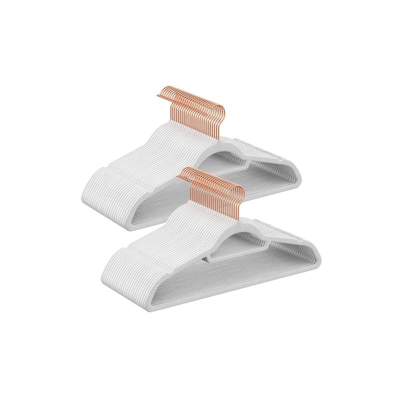 Clothes Slim Velvet Hanger with Rose Gold Swivel Metal Hook and Shoulder Notches Perfect for Heavy Coats or Camisoles - 50 - Cloud-White 