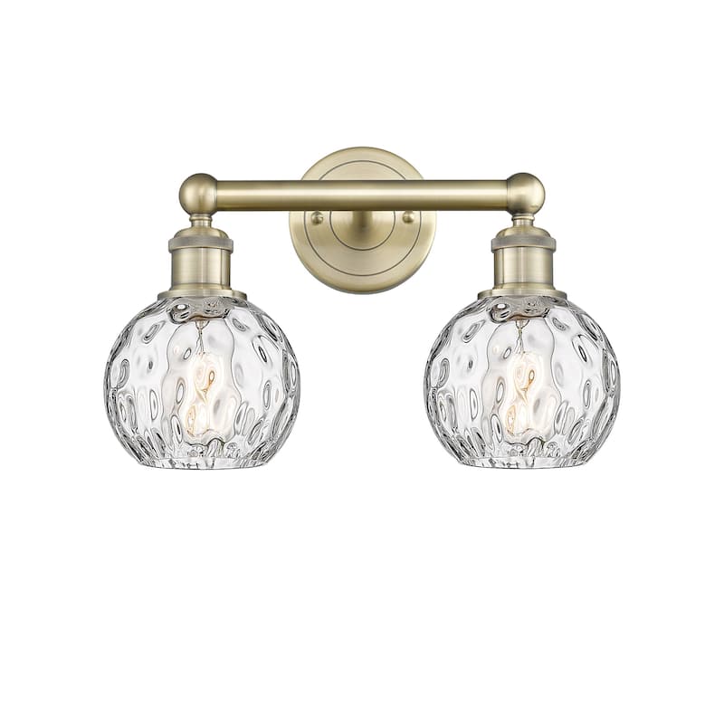 Innovations Lighting 616-2W-11-15 Athens Vanity Athens Deco Swirl 2 - Antique Brass / Clear Water Glass