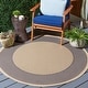 preview thumbnail 95 of 133, SAFAVIEH Courtyard Sherrie Border Indoor/ Outdoor Waterproof Patio Backyard Rug 7'10" Round - Grey/Cream