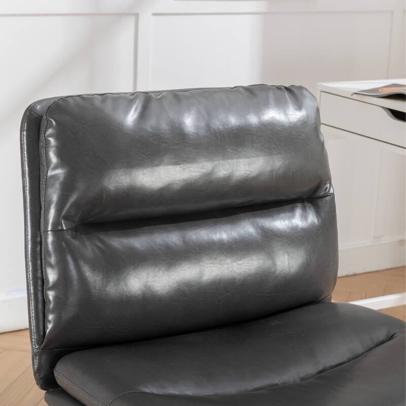 Adjustable Height Swivel Office Chair with Wide Cushioned Seat, Criss-Cross Base, and PU Leather Finish