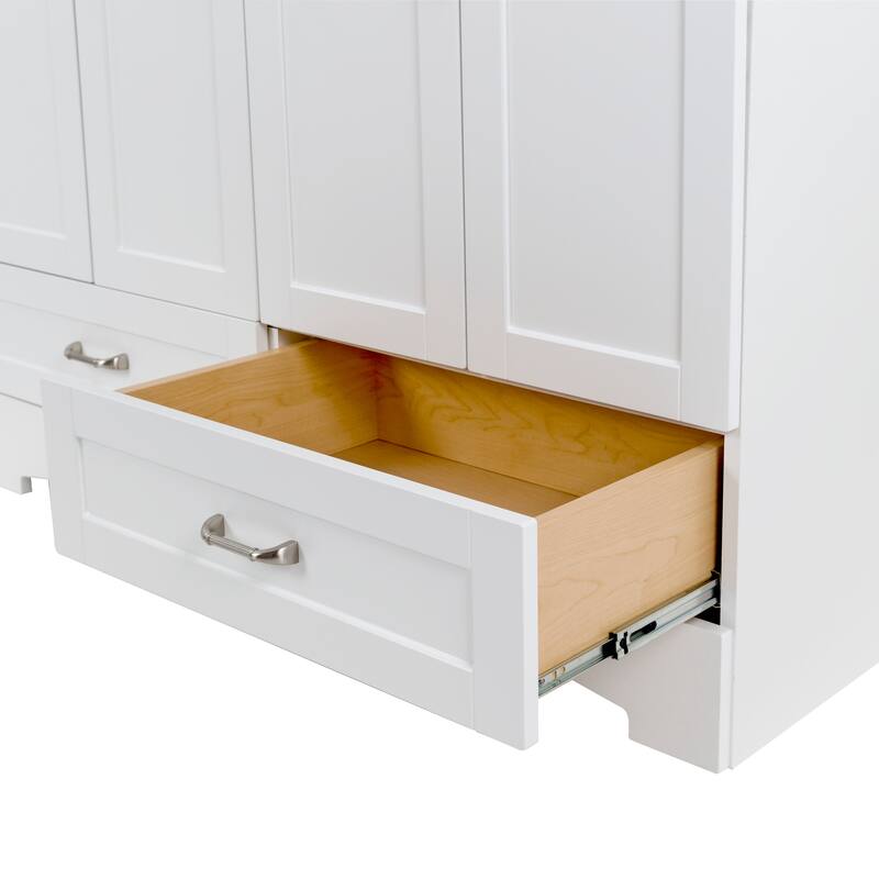 Spring Mill Cabinets Emlyn 48.5" Bathroom Vanity With Shelves, Drawers, and White Sink Top