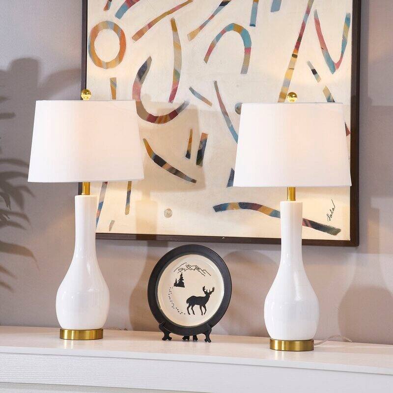 28.5" Ceramic Table Lamp Set with USB (Set of 2)