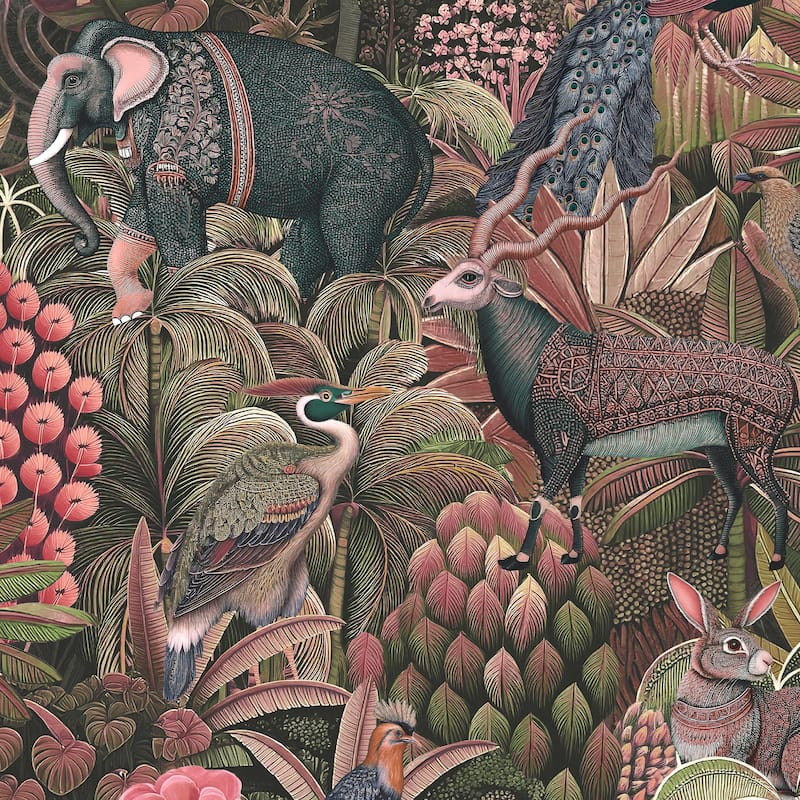 Graham & Brown Jungle Jamboree Damson Wallpaper