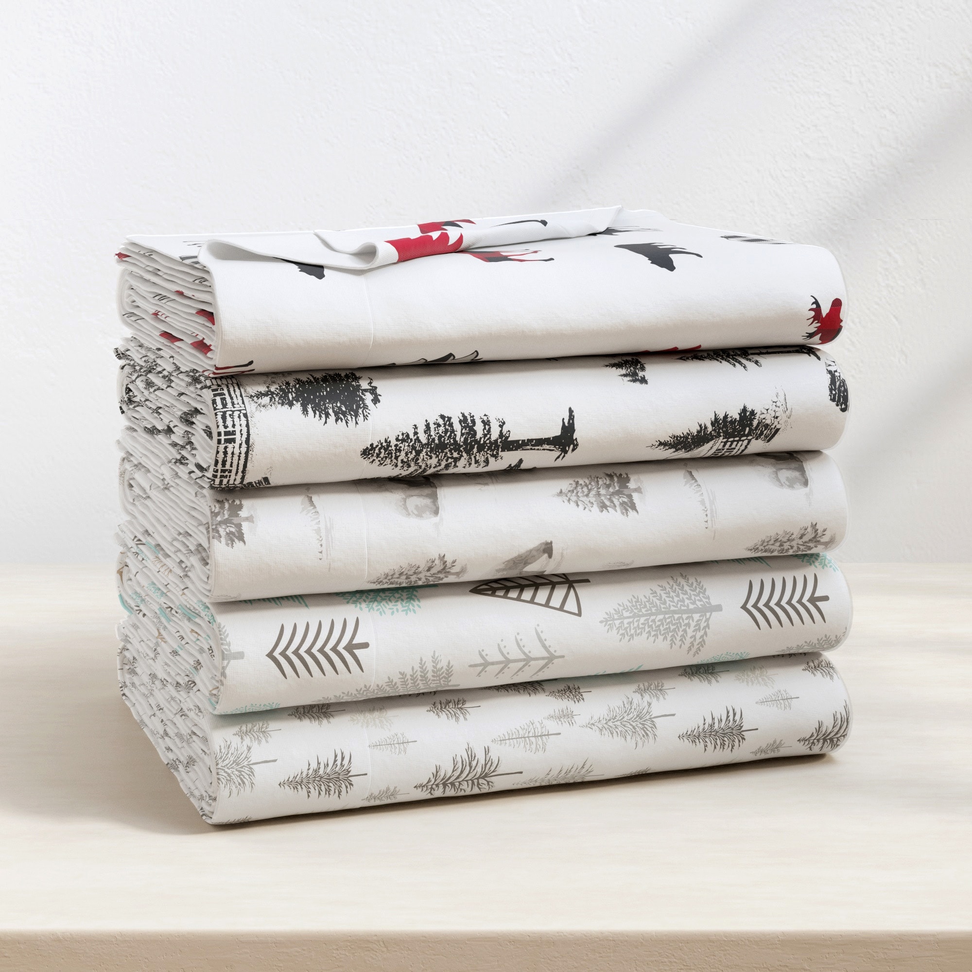 Linery & Co. Turkish Cotton Double-Brushed Printed Flannel Bed Sheet Set