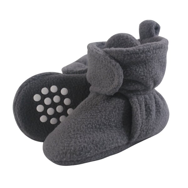 slide 1 of 1, Luvable Friends Baby Cozy Fleece Booties, Charcoal 0-6 Months - Charcoal