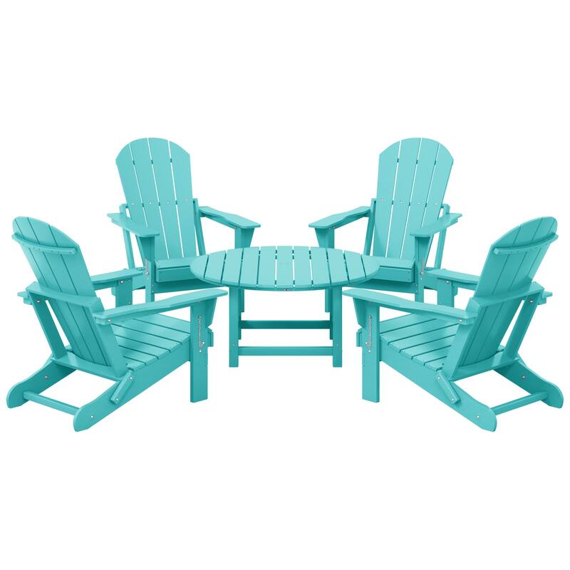 Laguna Outdoor 5-Piece Adirondack Chair With Round Coffee Table Conversation Set