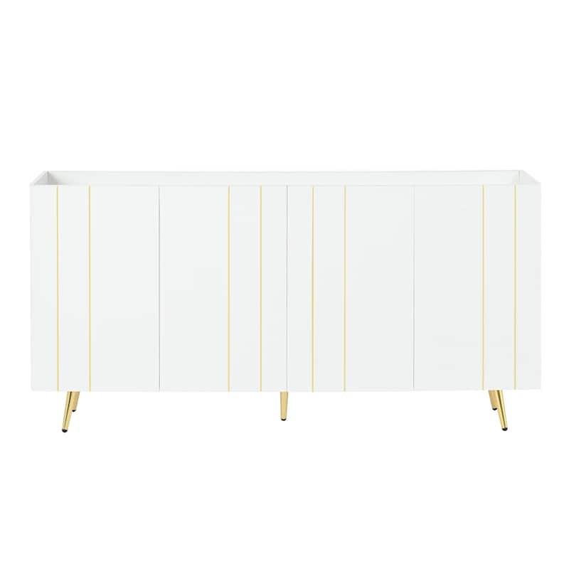 Shoe Cabinet & TV Stand - 62.9" x 31.4",5 Metal Legs,4 Adjustable Shelves,Sideboard with Gold Accent Doors,Fits TVs Up to 70"