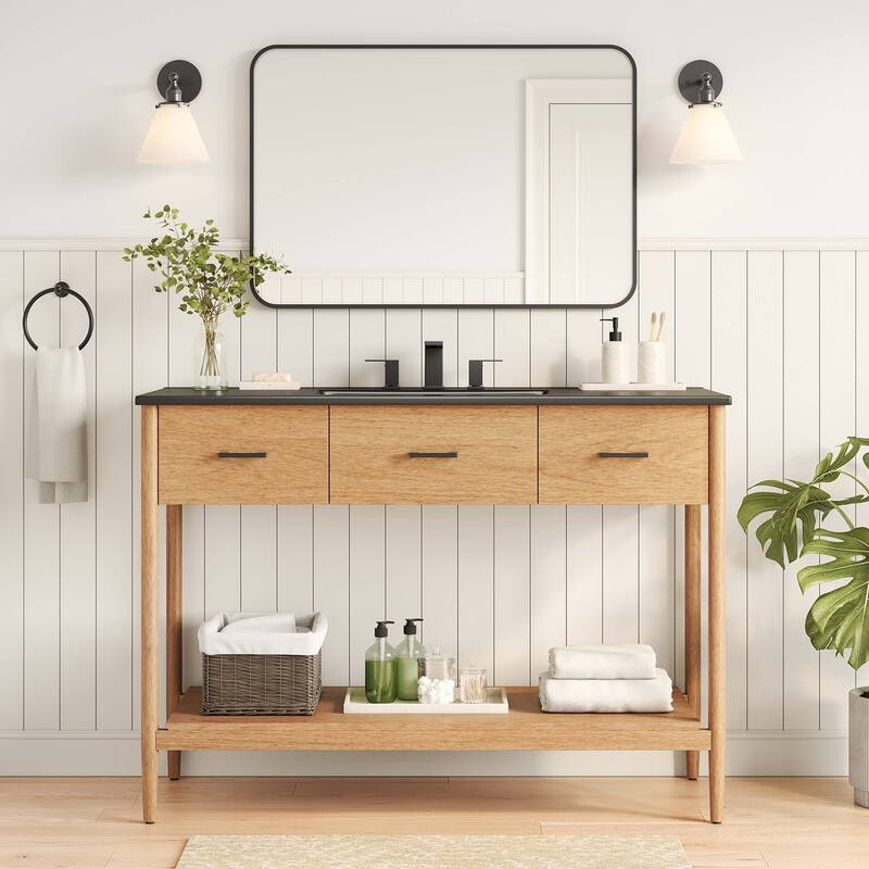 Zaire 18"/24"/30"/36"/48" Bathroom Vanity with Black Sink Top