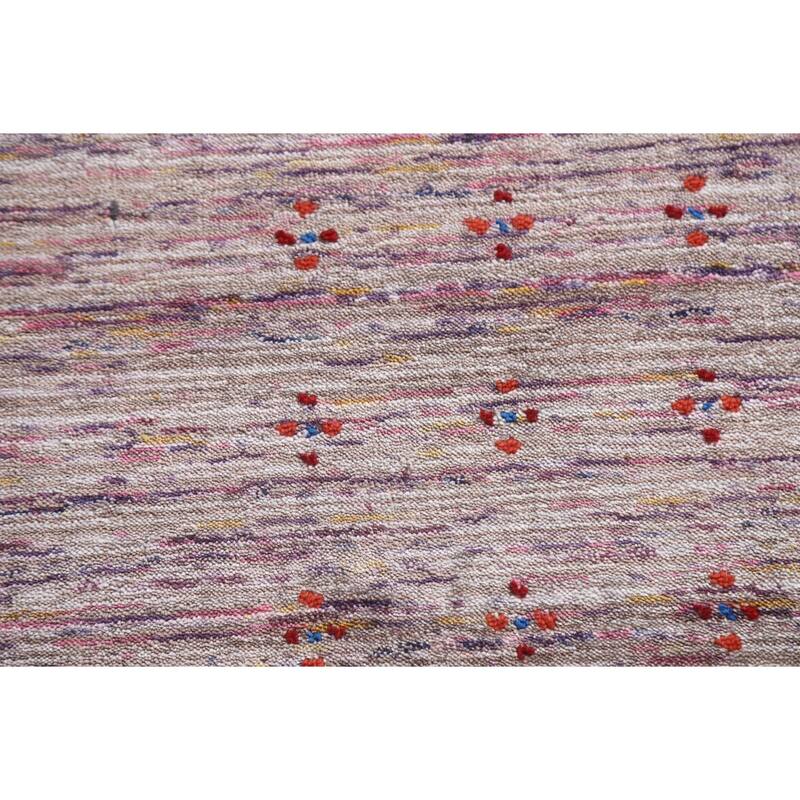 Striped Gabbeh Indian Area Rug Handmade Wool Carpet - 7'11"x 9'11"