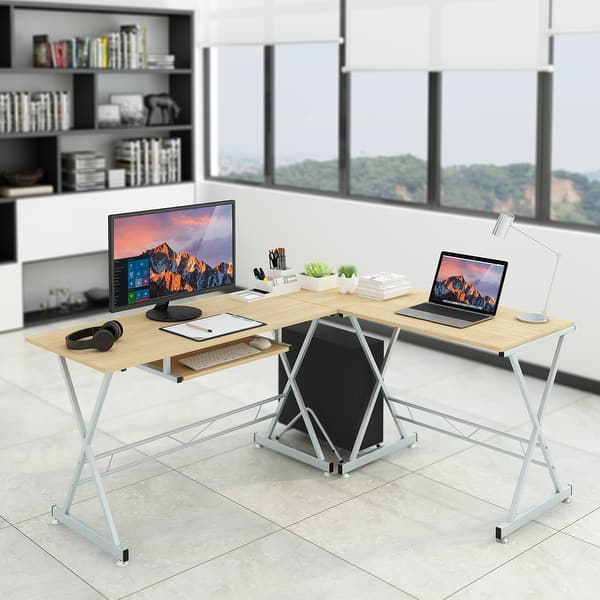 Shop Slypnos L Shaped Corner Computer Desk Pc Gaming Table Laptop