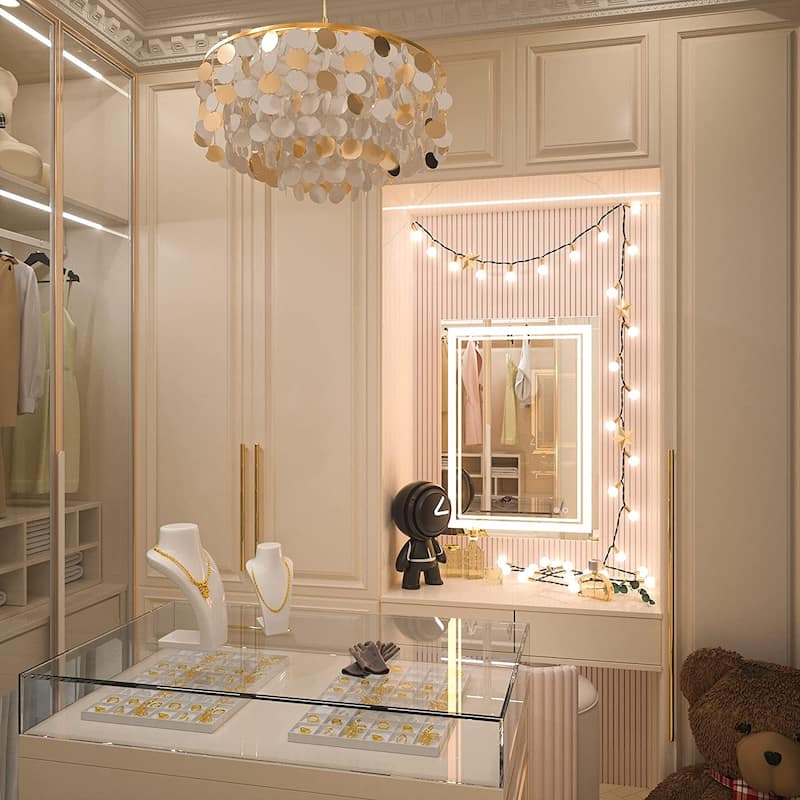 KEONJINN LED Lighted Bathroom Vanity Mirror 3 Colors Lights Wall Mirror