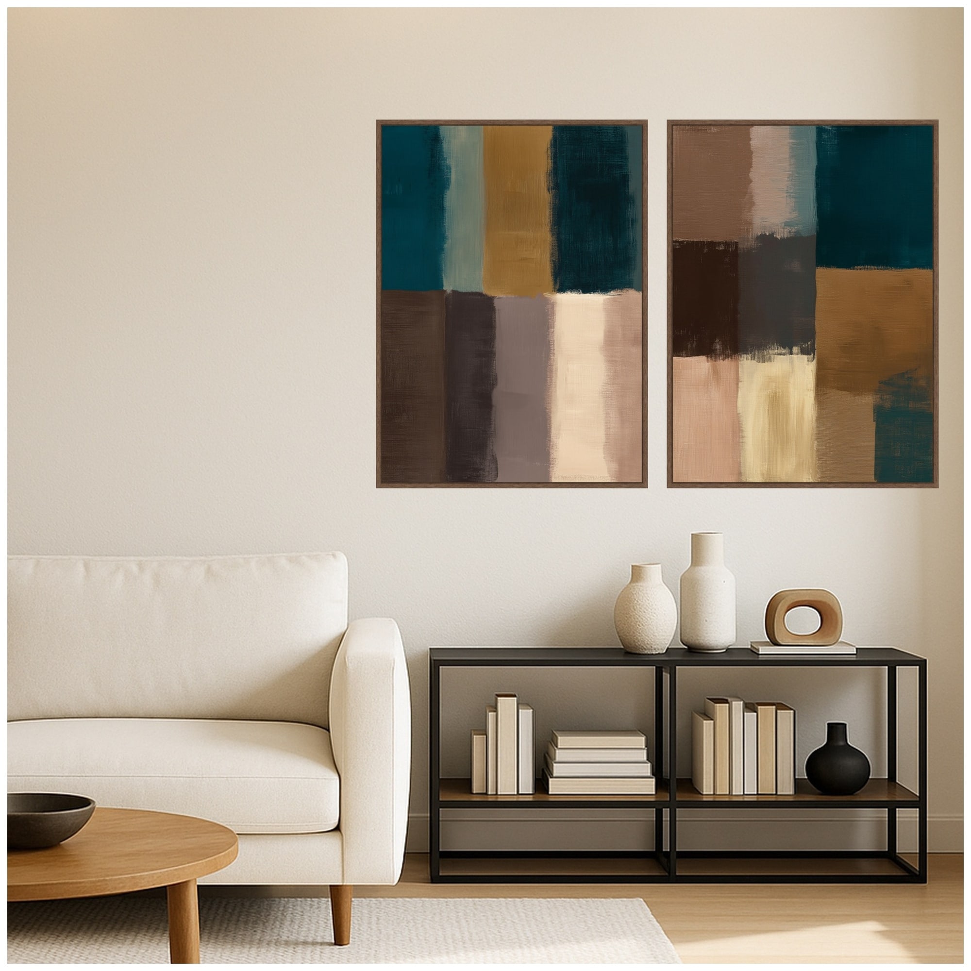 Kate and Laurel Stacked 2 Piece Framed Canvas Wall Art Set by Amy Lighthall