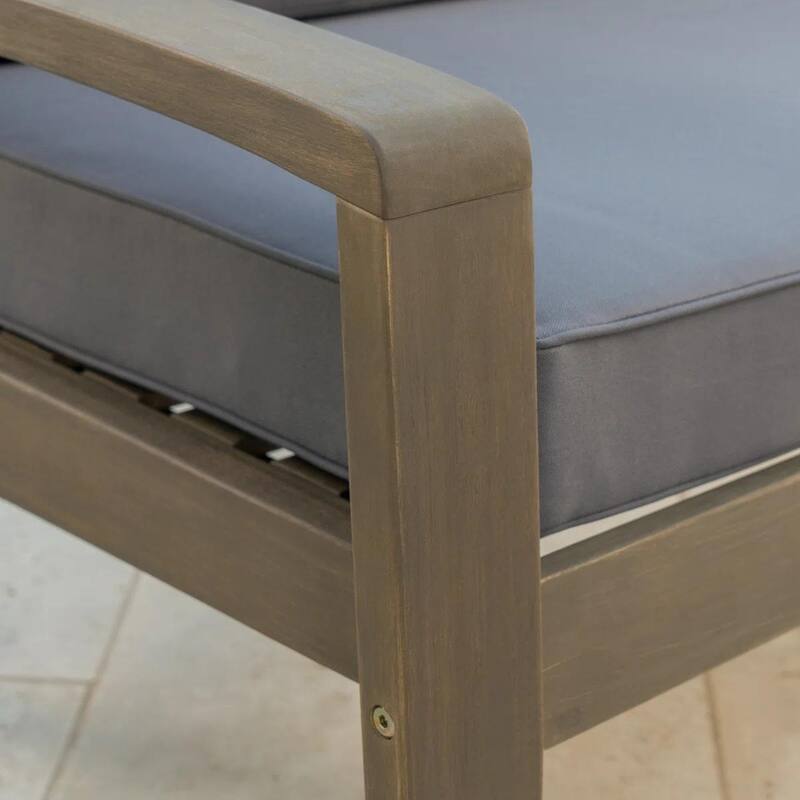 Roomfitters Outdoor Loveseat and Coffee Table Set, Acacia Wood Patio Furniture with Cushions - Grey