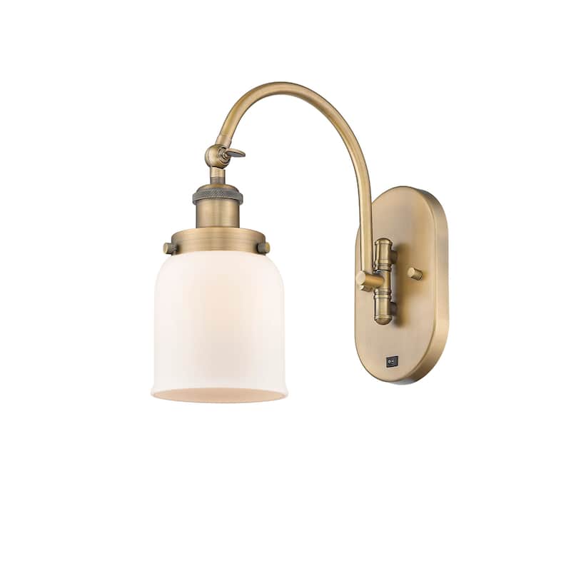 Innovations Lighting 918-1W-13-5 Bell Sconce Bell 13" Tall Wall Sconce - Brushed Brass / Matte White