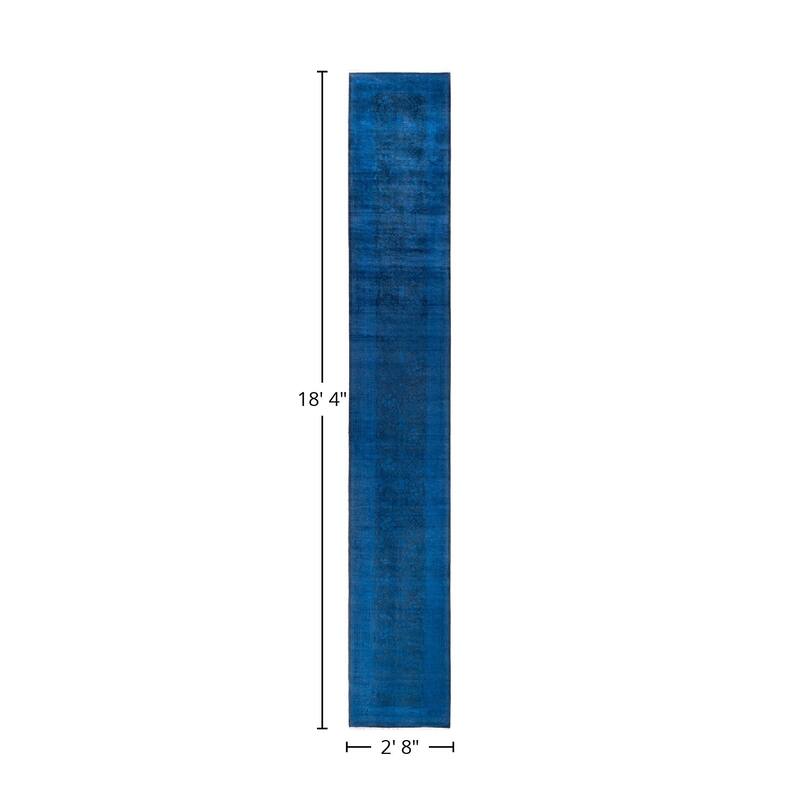 Overton Hand Knotted Wool Vintage Inspired Modern Contemporary Overdyed Purple Runner Rug - 2' 8" x 18' 4"