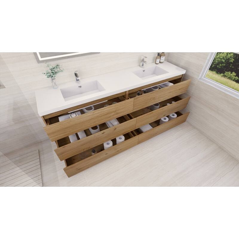 Aron 84'' Freestanding Vanity with Double Reinforced Acrylic Sink