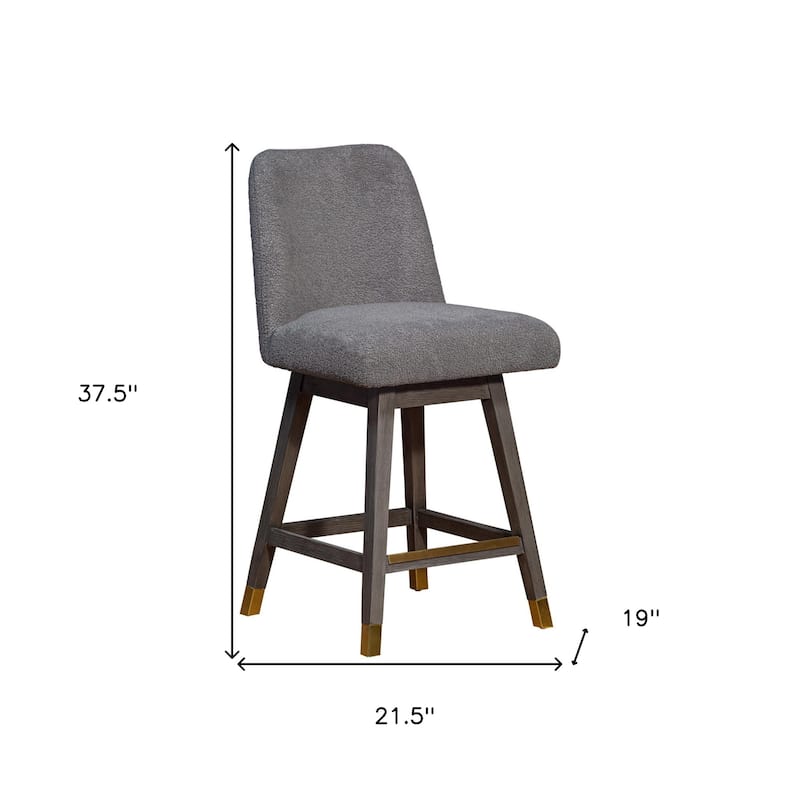 HomeRoots 26" Gray Solid Wood Swivel Bar Chair