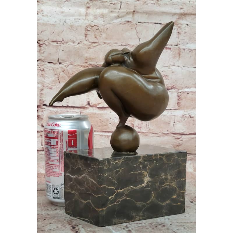 Abstract Curvy Bbw Woman Balancing On Ball Bronze Statue Sculpture Figure 11 Inches X 7 Inches