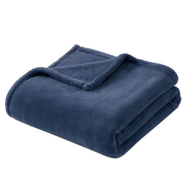 Indigo Ink Denim Navy Blue Soft Plush Faux Fur Polyester Throw