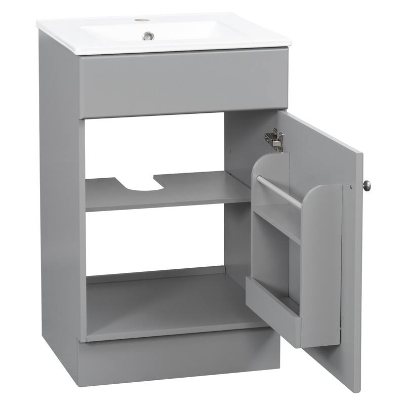 20" Bathroom Vanity with Sink, Vanity Cabinet with Door Shelf and Adjustable Shelf, Bathroom Storage Cabine