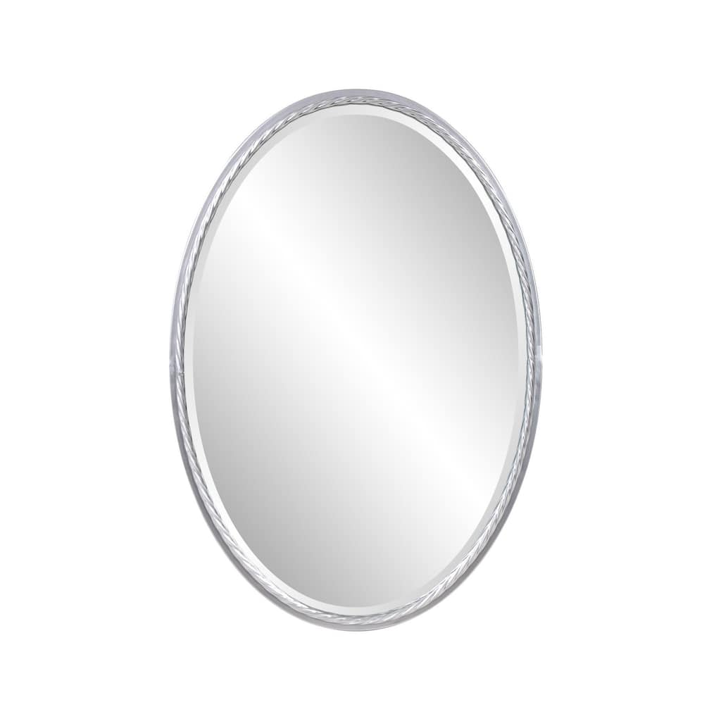 Allan Andrews Hand Forged Silver Oval Metal Framed Rope Mirror - 22"W x 32"H