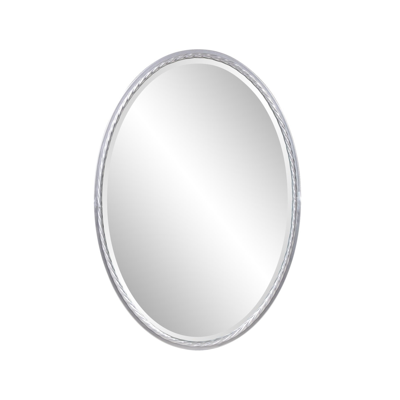 Allan Andrews Hand Forged Silver Oval Metal Framed Rope Mirror - 22"W x 32"H