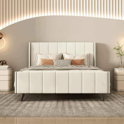 Full Size Upholstered Platform Bed, Velvet