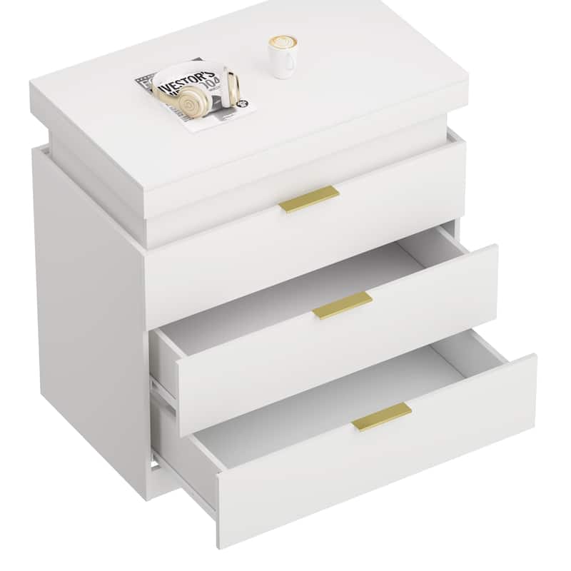 Nightstand with Charging Station and LED Lights, 1 PC