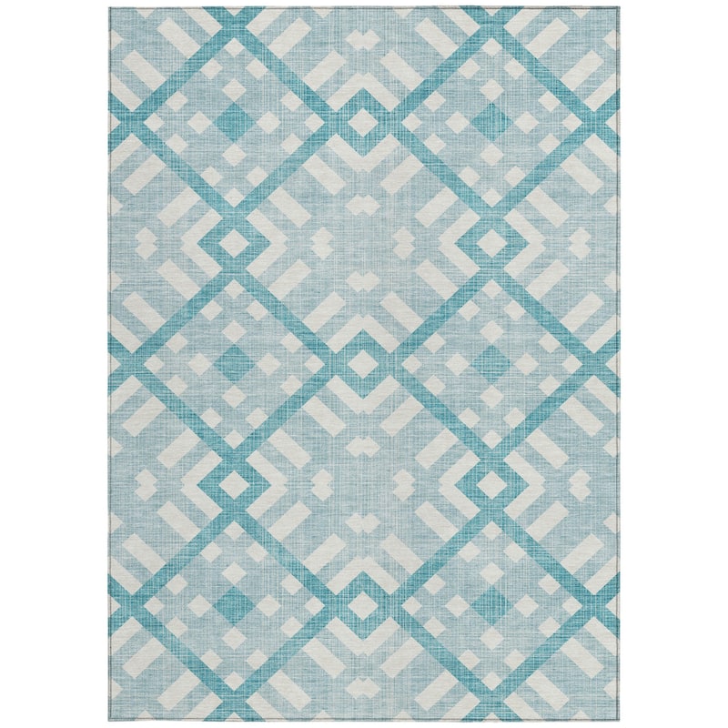 HomeRoots Geometric Transitional Rectangle Outdoor Rug