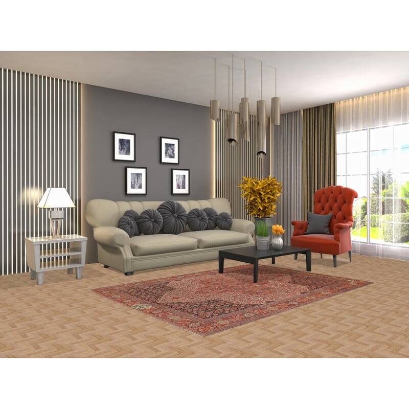 Pre-1900 Antique Vegetable Dye Senneh Persian Rug Handmade Wool Carpet - 4'8" x 6'8"