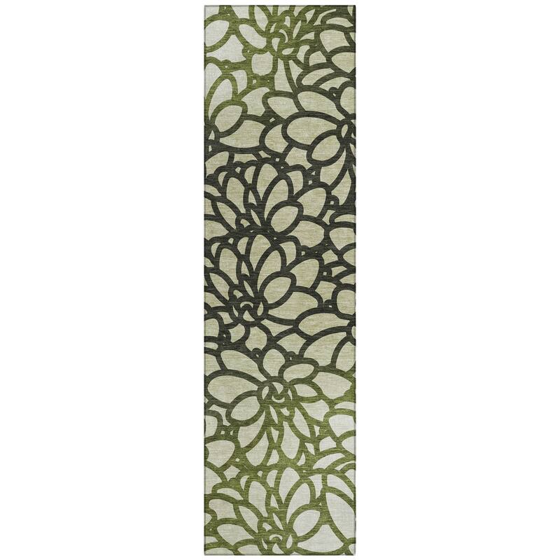 Machine Washable Indoor/ Outdoor Floral Craze Chantille Rug