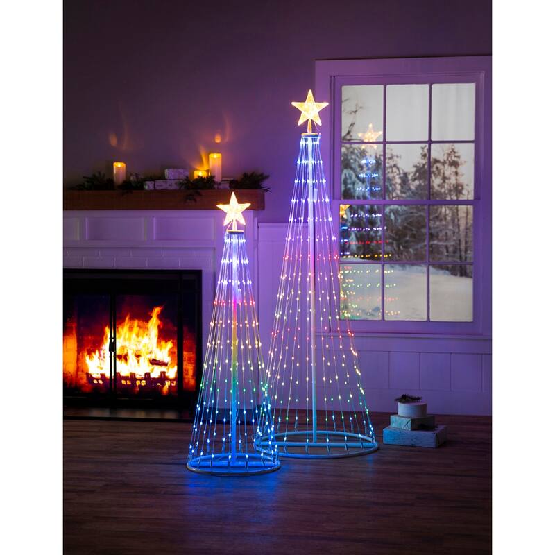 47 in. White Indoor/Outdoor Cone tree with RGB Lights