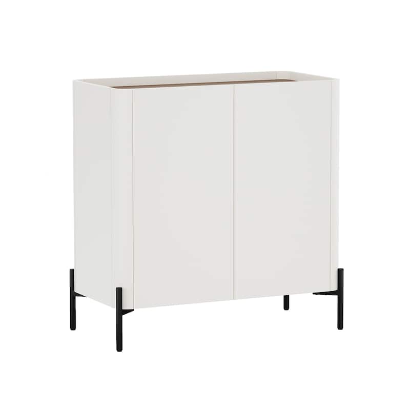 Manhattan Comfort 2-Piece Modern Abbey Tempered Glass Accent Cabinet