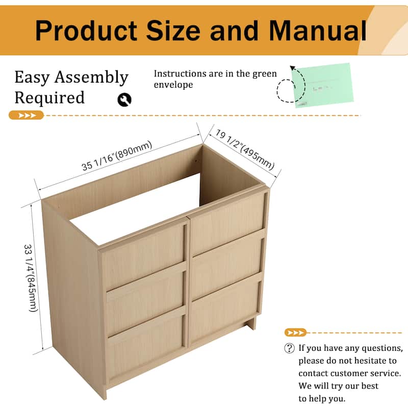 Malwee 36"/42"/48" FreeStanding Bathroom Vanity Without Sink