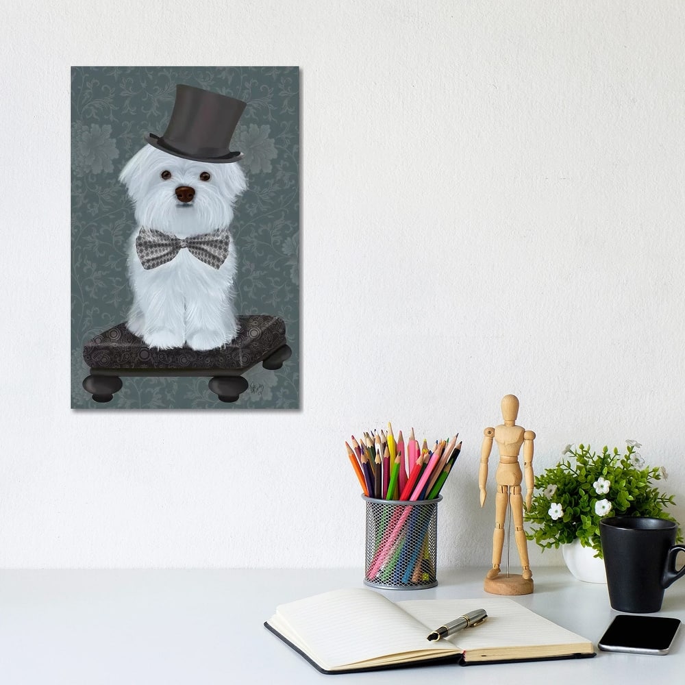 iCanvas "Maltese with Top Hat" by Fab Funky Canvas Print