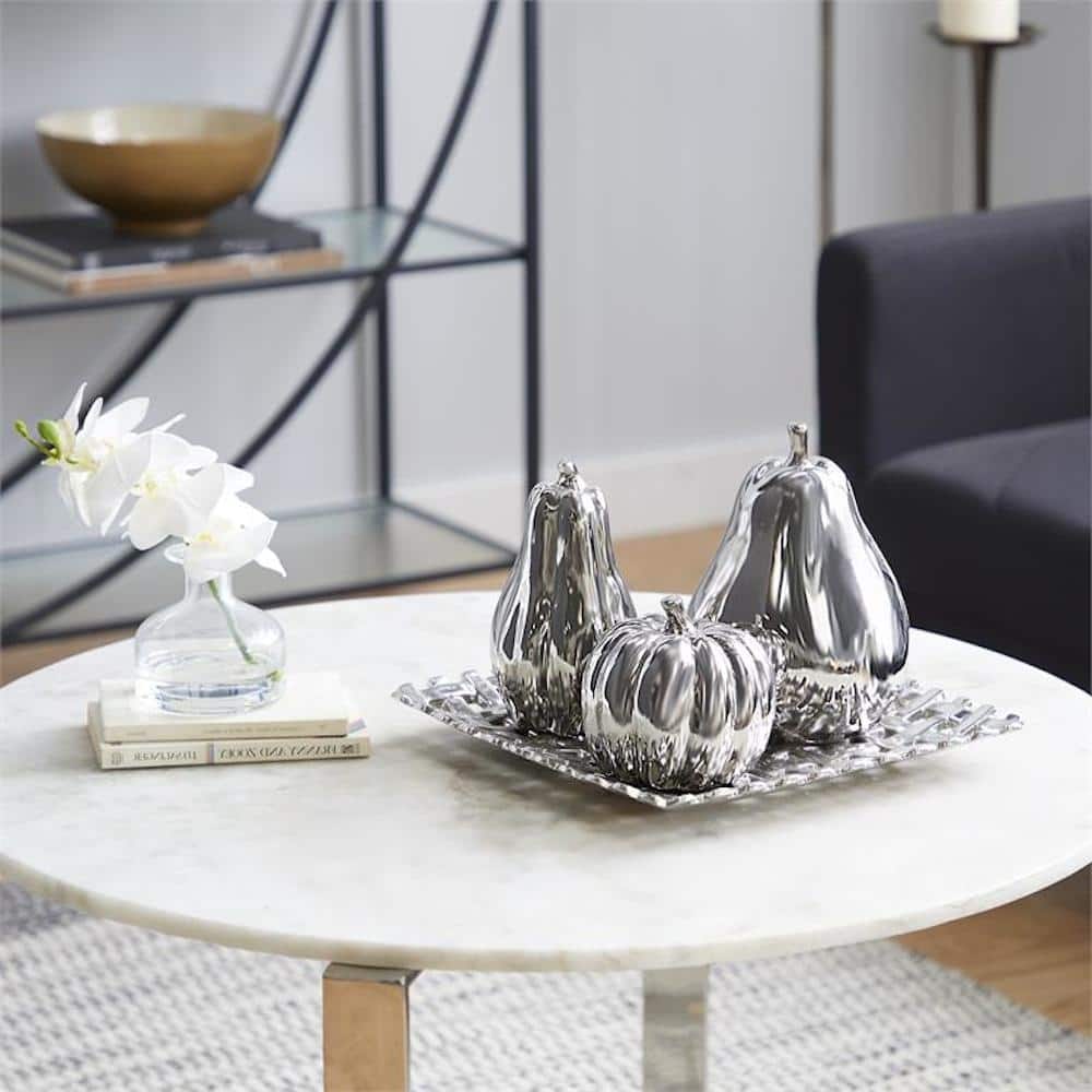 Ceramic Tray with Fruit Decorative Table Centerpiece