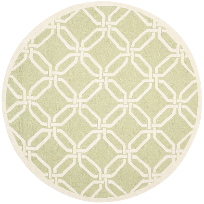SAFAVIEH Handmade Cambridge Nhung Modern Moroccan Wool Rug - 6' Round - Lime/Ivory