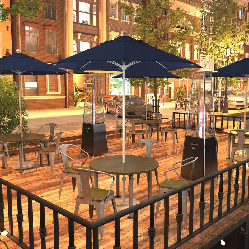 California Umbrella 7.5' Venture Series Patio Umbrella, White Aluminum Pole Fiberglass Ribs Push Lift, Pacifica Pacific Blue - Navy Blue