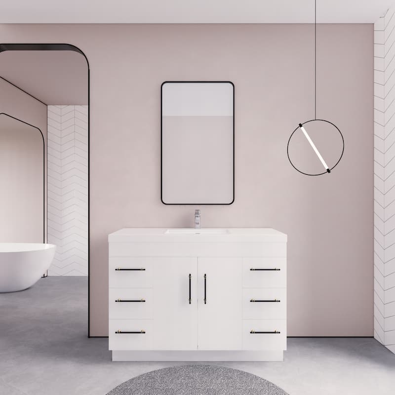 Eliza 48'' Freestanding Vanity with Single Sink - 48'' Width - High Gloss White