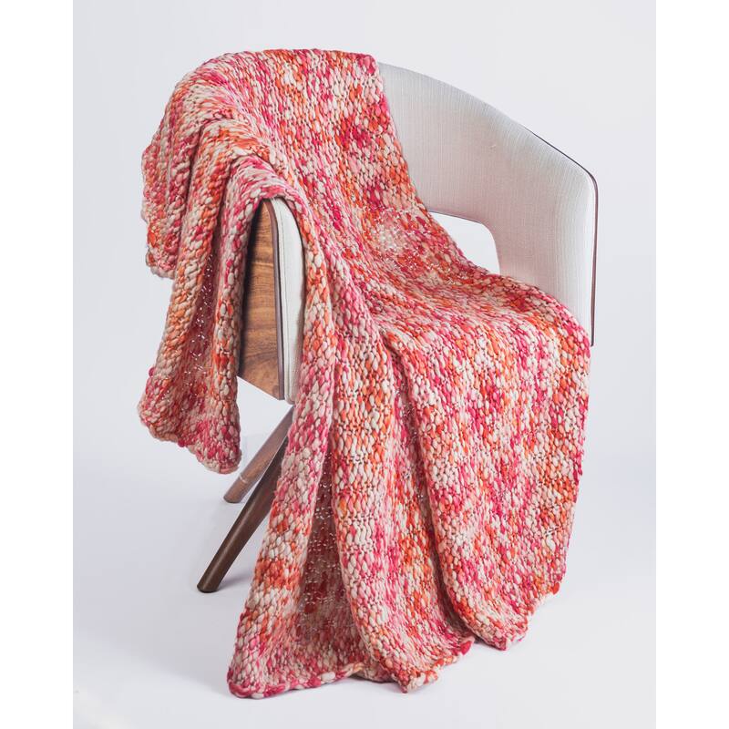Cottage Home Maddison Wool Acrylic Blend Throw Blanket - SUNSET