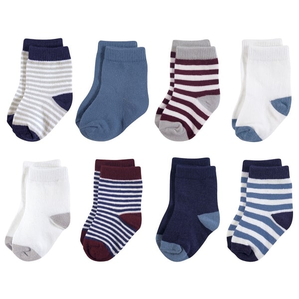 slide 1 of 1, Touched by Nature Baby Boy Organic Cotton Socks, Burgundy Navy 0-6 Months - Burgundy Navy