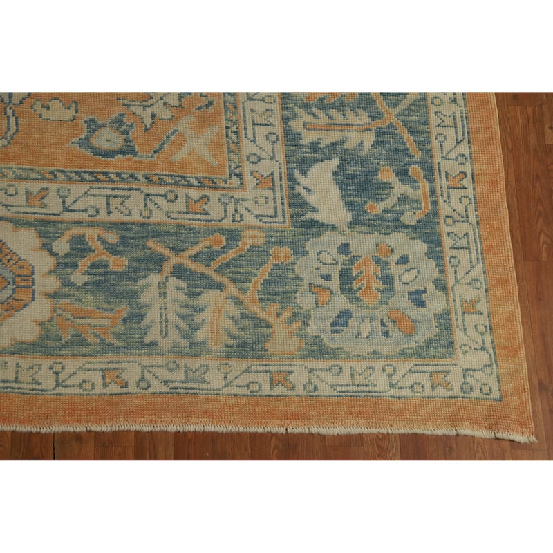 Hand Knotted Oriental 100% Wool Carpet Transitional All-Over Oranges & Rust Oushak Area Rug - 14' 0'' X 10' 5''
